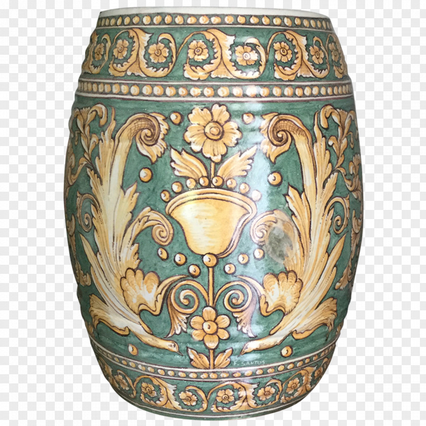 Hand Painted Ceramic Vase Urn Pottery Artifact PNG