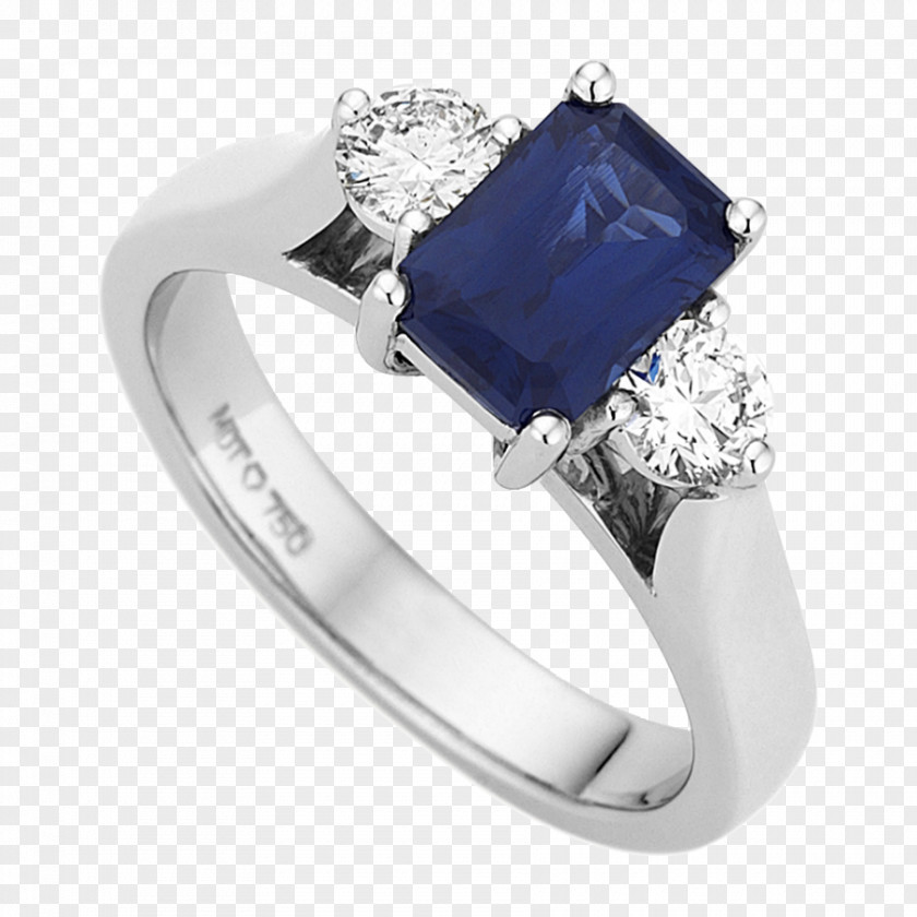 Sapphire Diamond Cut Wedding Ring PNG