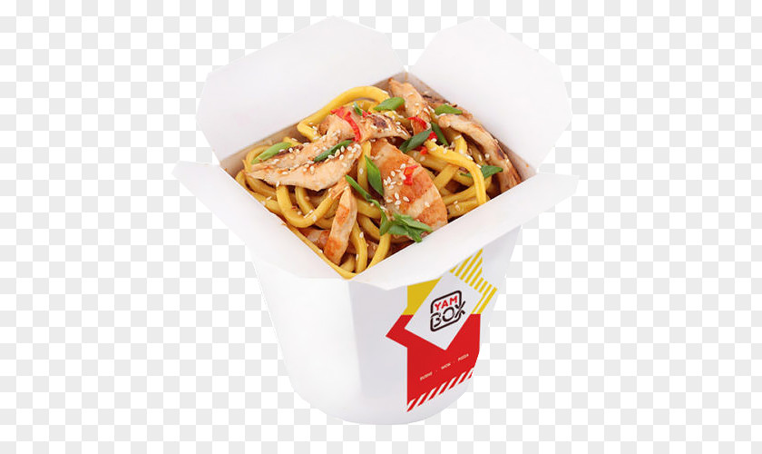 Wok Box Chicken Sushi Chinese Noodles Cuisine PNG