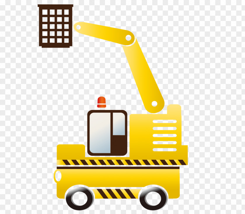 Cartoon Excavator Crane Animation PNG