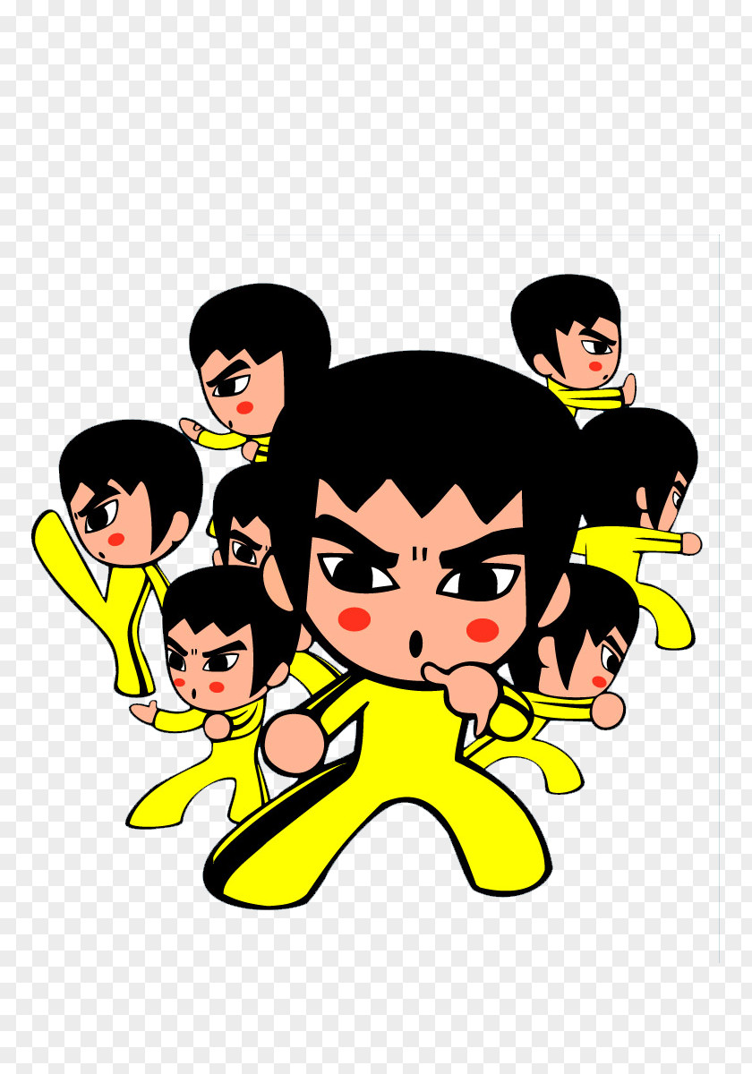 A Group Of Bruce Lee's Cartoon Characters Download Comics Illustration PNG