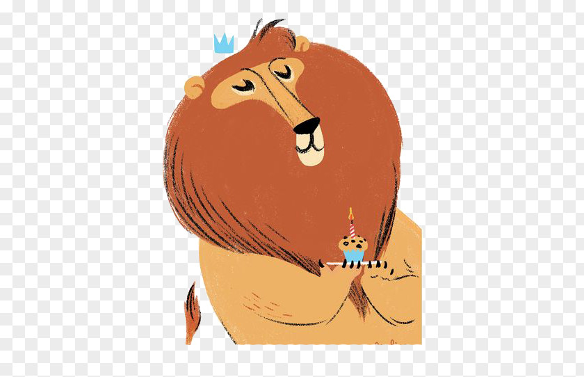 Cartoon Lion Greeting Card Birthday Illustrator Illustration PNG