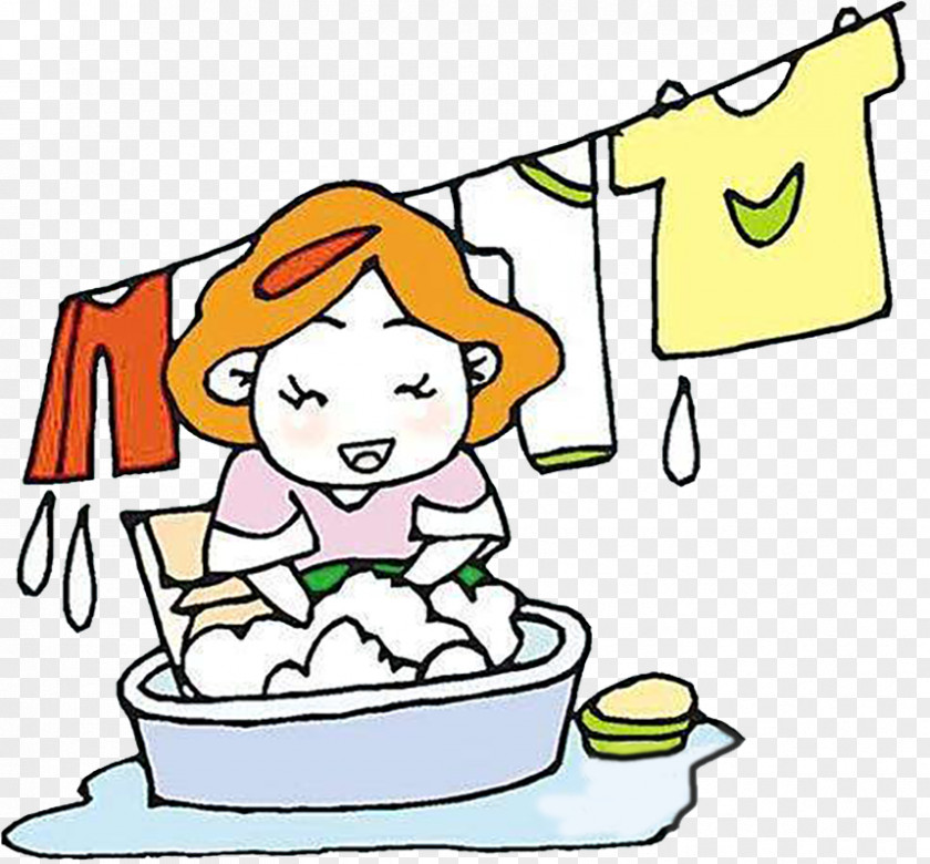 Mum Is Happy To Wash Clothes Cartoon Washing Clothing Laundry Clip Art PNG