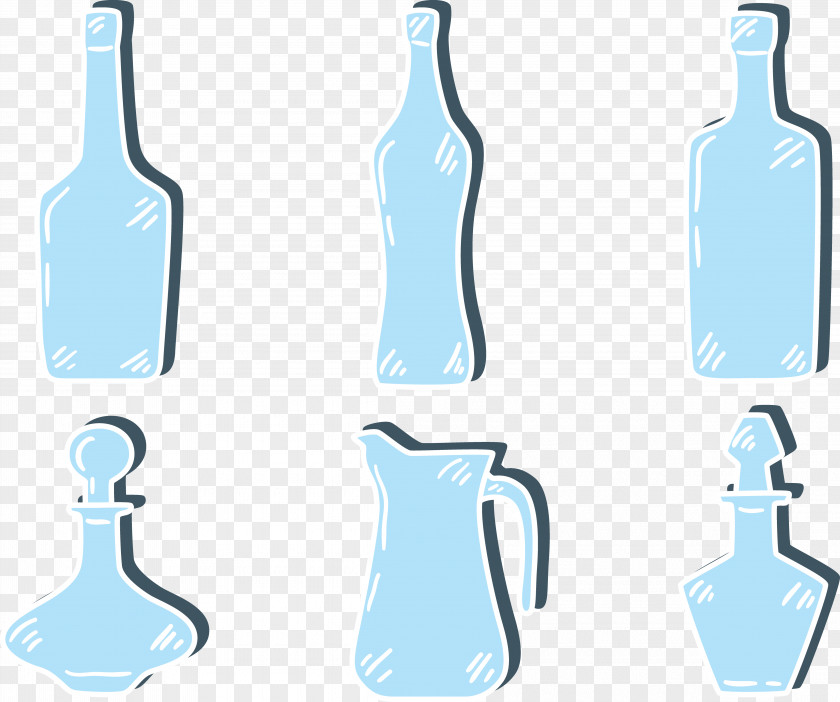 Blue Bottle Glass Plastic Pattern PNG