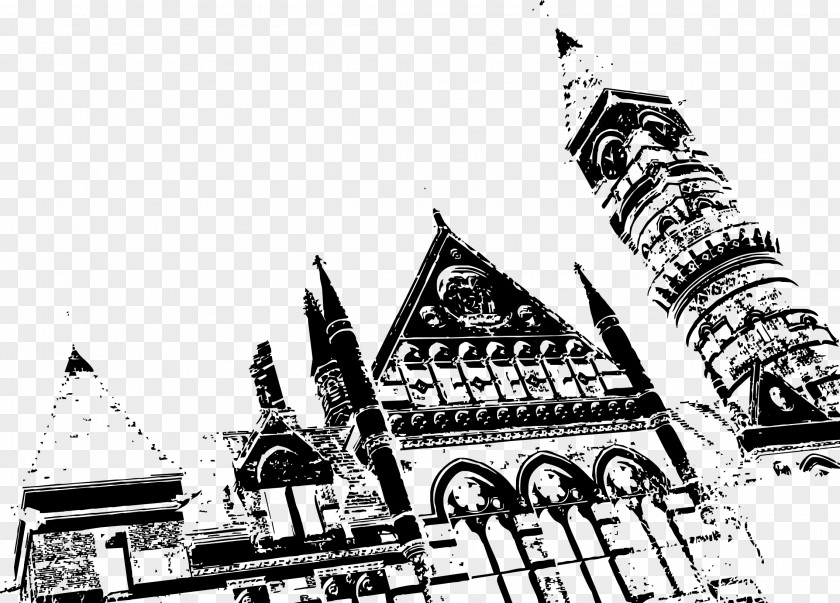 Gothic Church Building Vector Freehand Pen Architecture PNG