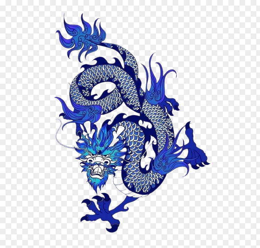 Chauffer Sign Chinese Dragon Blue And White Pottery China PNG