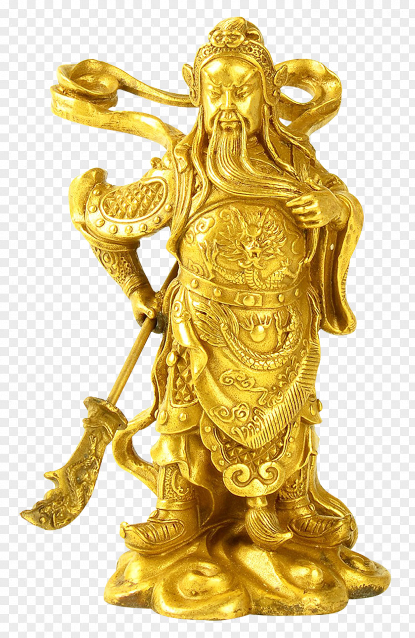 God Of Wealth Bronze Statue Caishen Copper U7384u575bu771fu541b PNG