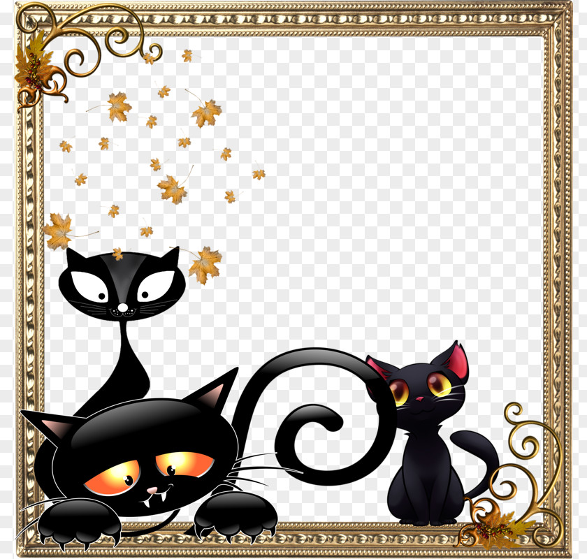 Cartoon Cat Patterns Border Black Pattern PNG