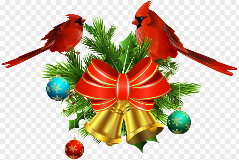 Christmas Bells And Birds Decor Transparent Clip Art Ornament Decoration Tree PNG