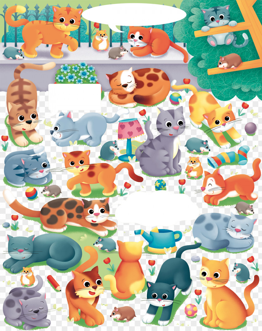 Various Patterns Cat Tag Hello Kitty Cartoon Illustration PNG