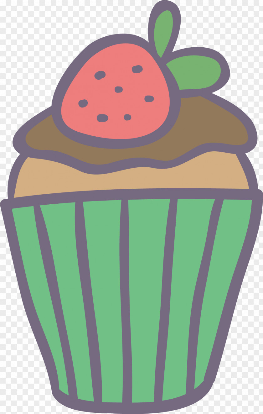 Vector Hand-painted Strawberry Cake Cupcake Torte Cream Cartoon PNG