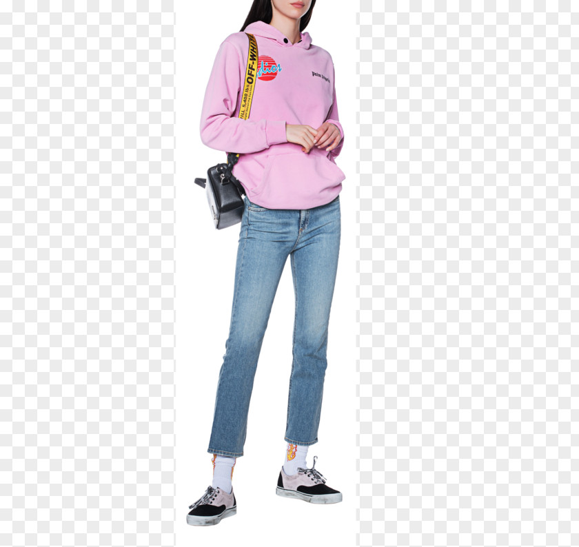 Fashion Woman Printing Jeans Hoodie T-shirt Shoulder PNG