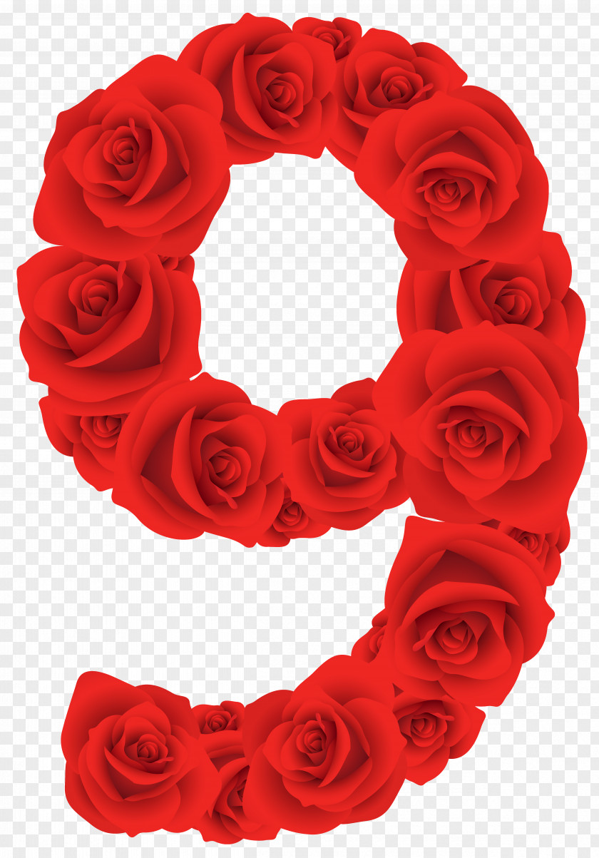 Red Roses Number Nine Clipart Image Rose Clip Art PNG