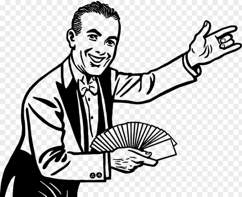 Black And White Magician Playing Card Clip Art PNG