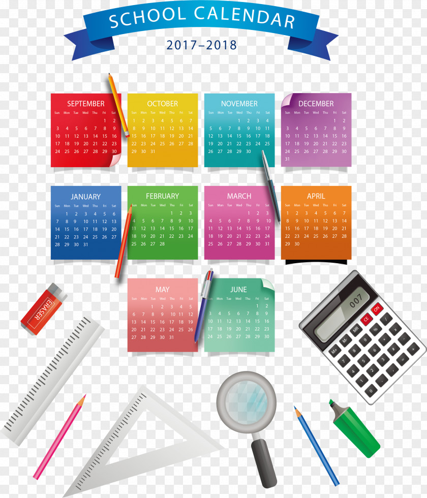 Color School Calendar PNG