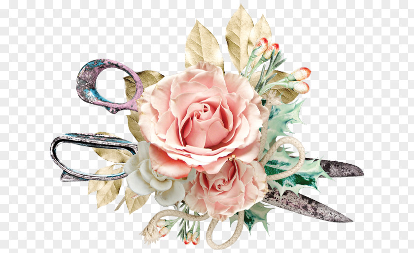 Flower Garden Roses Paper Floral Design Decoupage Clip Art PNG