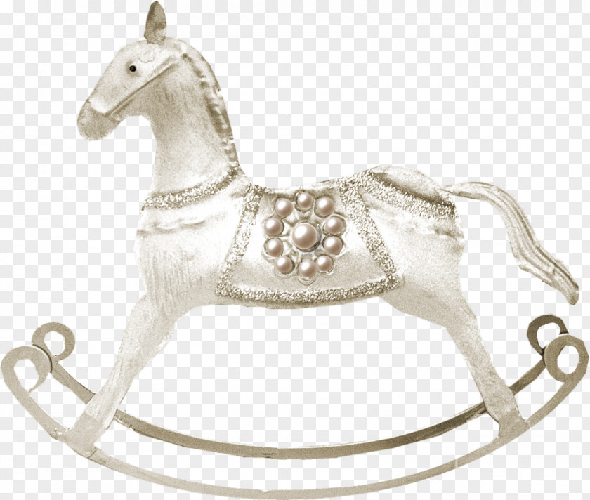 Chinoiserie Rocking Horse Toy White PNG