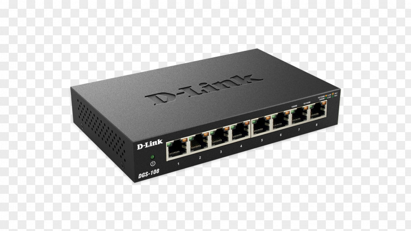 Switch Hub Network Gigabit Ethernet D-Link DGS 108 DES PNG