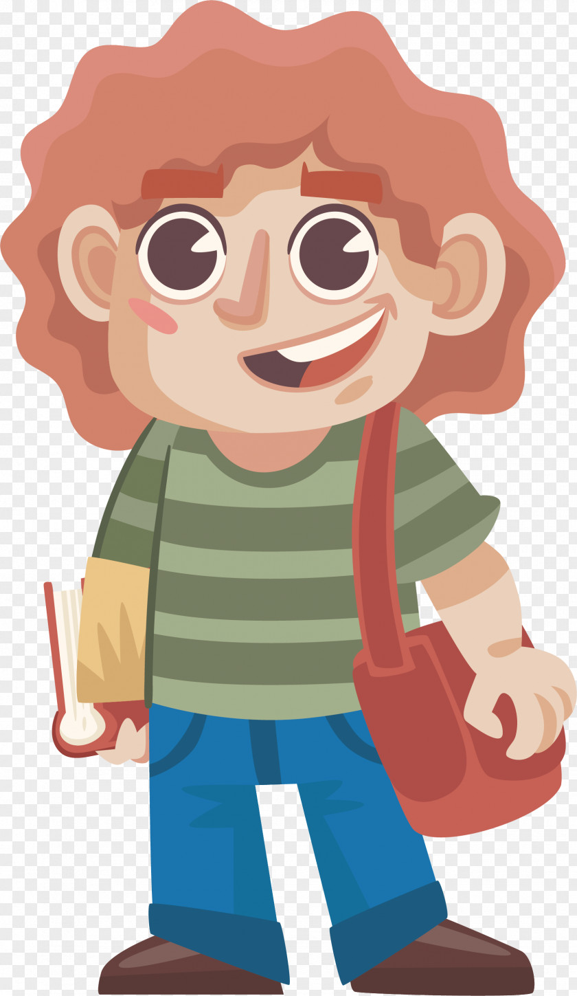 Curly Cartoon Boy Illustration PNG