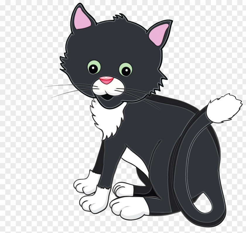 Animated Cartoon Tail Cat Small To Medium-sized Cats Whiskers Black PNG