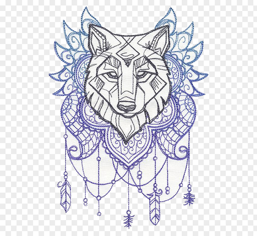 Wolf Pattern Gray Drawing Stencil Yarn PNG