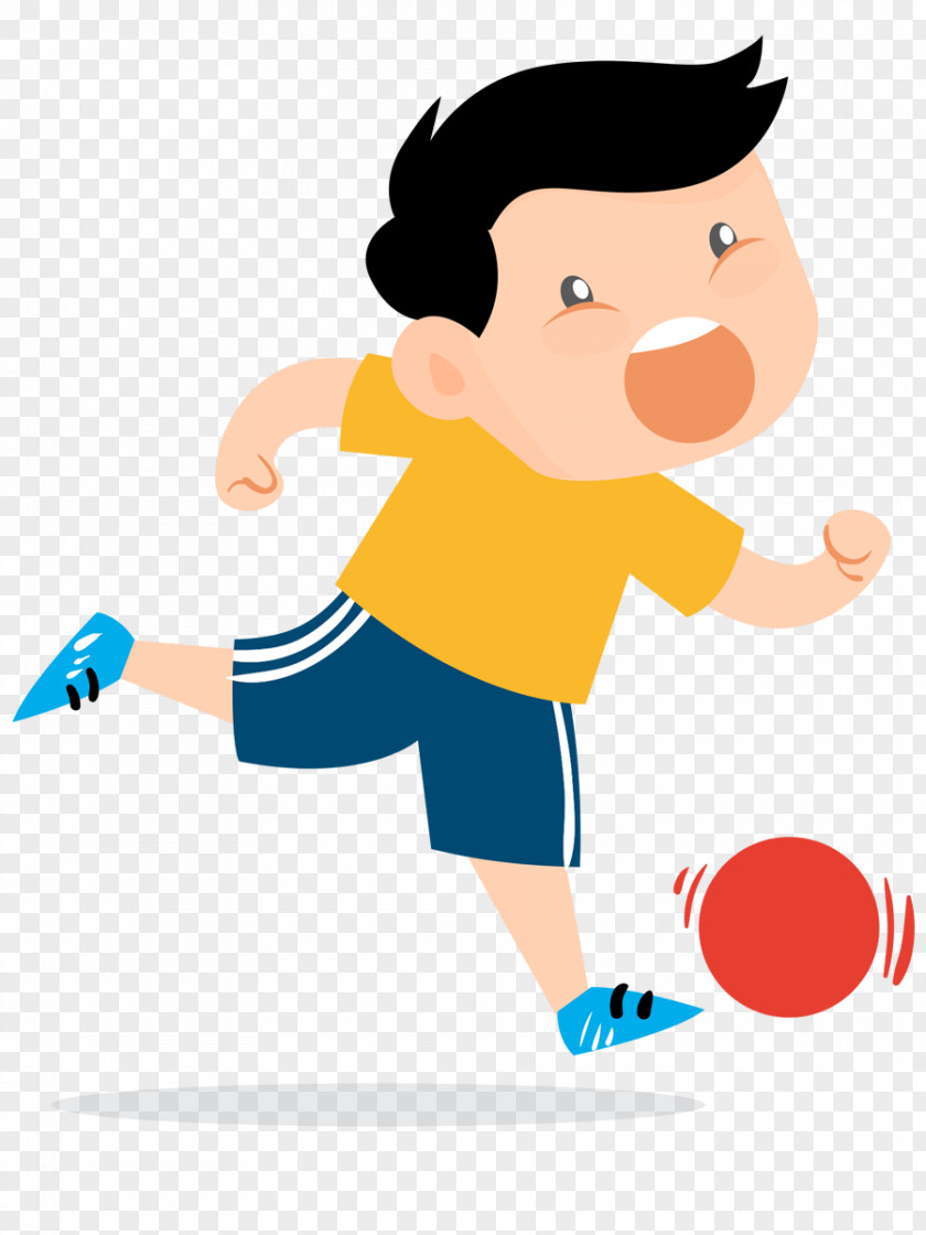 Cartoon Hand Painted Soccer Boy Child Play PNG