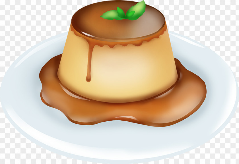Hand-painted Food Pudding Cake Crxe8me Caramel Dessert Illustration PNG