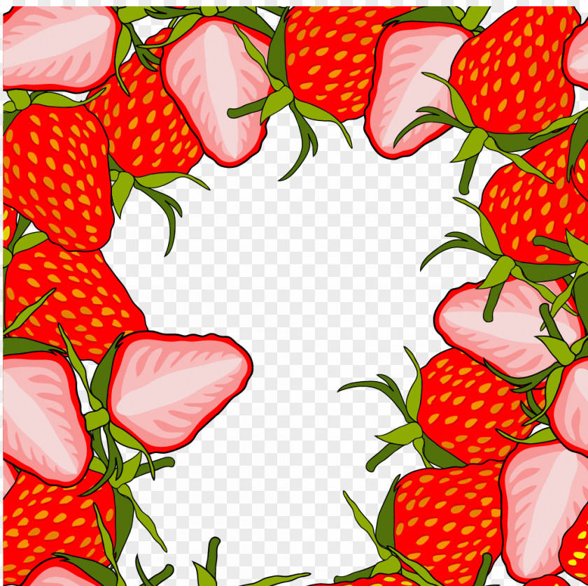 Vector Red Strawberry Border Aedmaasikas Adobe Illustrator Clip Art PNG