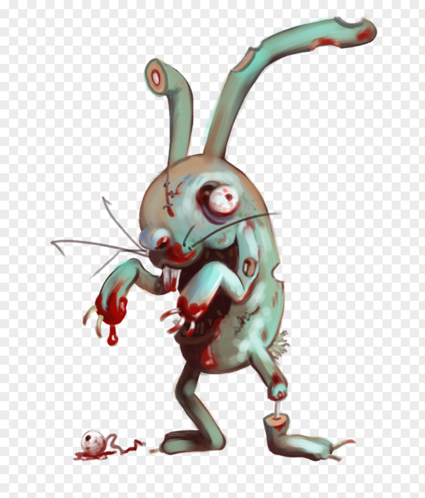 Bloody European Rabbit Easter Bunny Zombi Drawing PNG