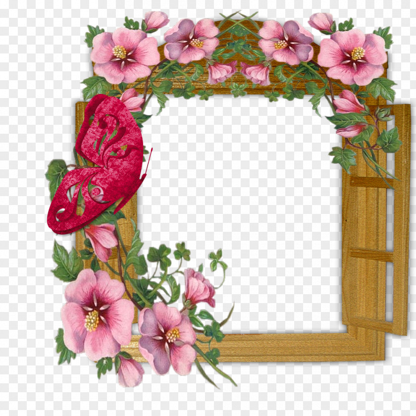 Butterfly Border Window Picture Frames Flower Chambranle Clip Art PNG