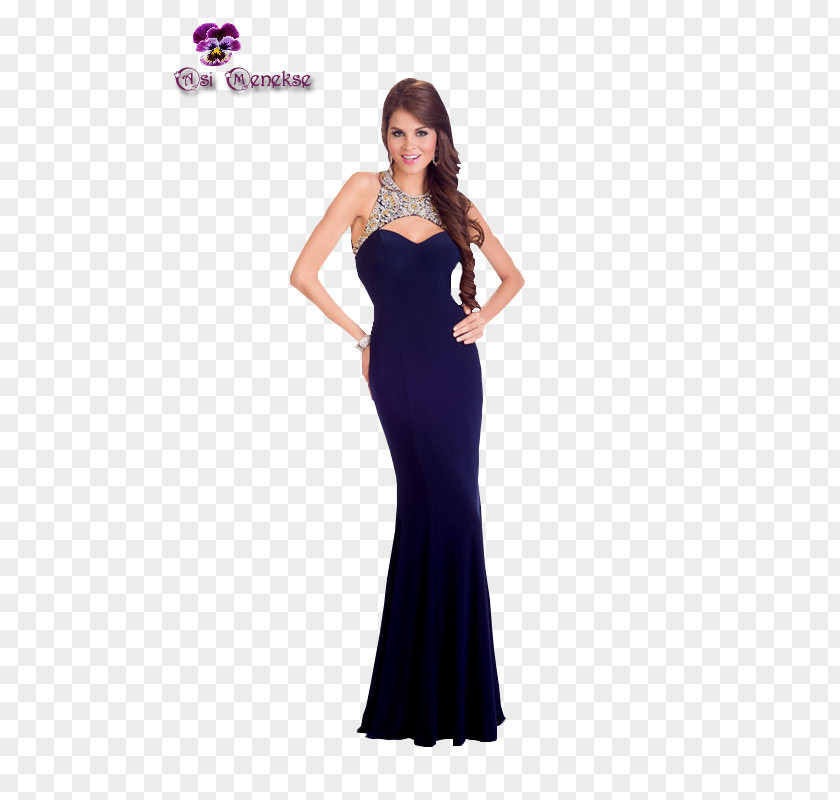 Dress Gown Electric Blue Cocktail Satin PNG