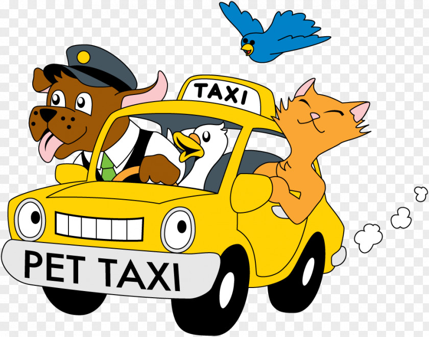 Taxi Cartoon Pet Sitting Dog Cat PNG