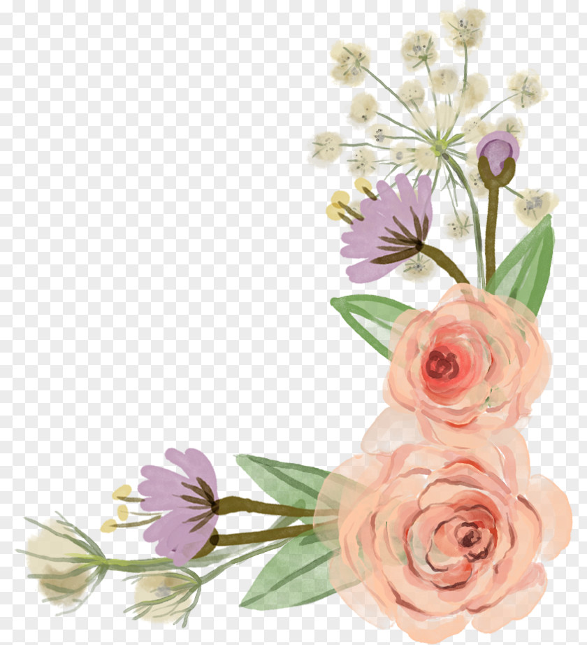 Mothers Day Flowers Border Hand Painted Floral Design Flower Painting Rose PNG