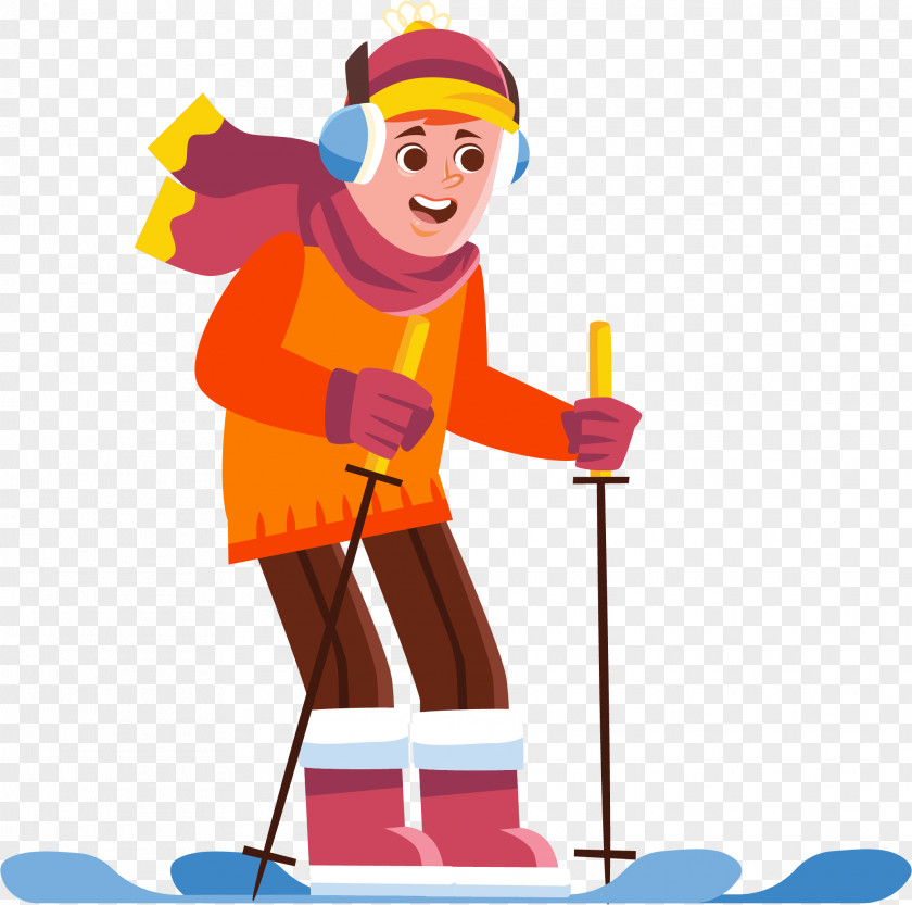 Ski Equipment Boy Cartoon PNG