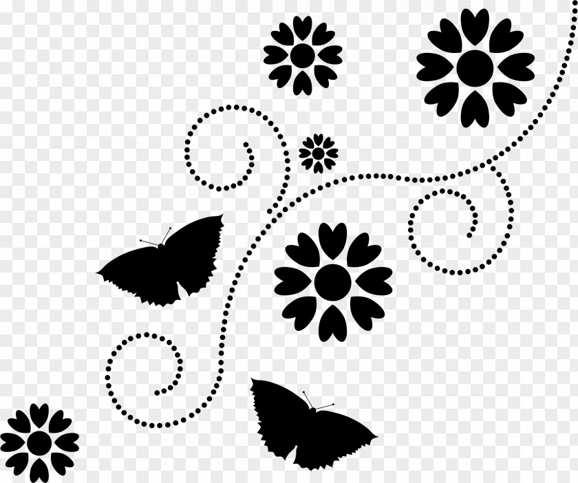 VETOR Butterfly Flower Silhouette Clip Art PNG