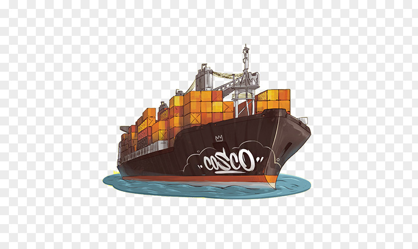 Large Ship's Cargo Container Ship PNG