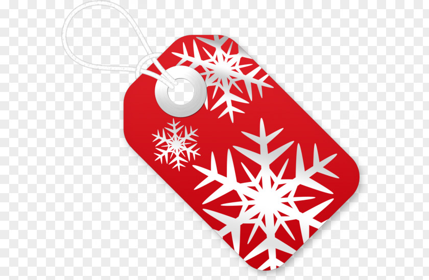 Red Snowflake Tag Christmas Gift Clip Art PNG