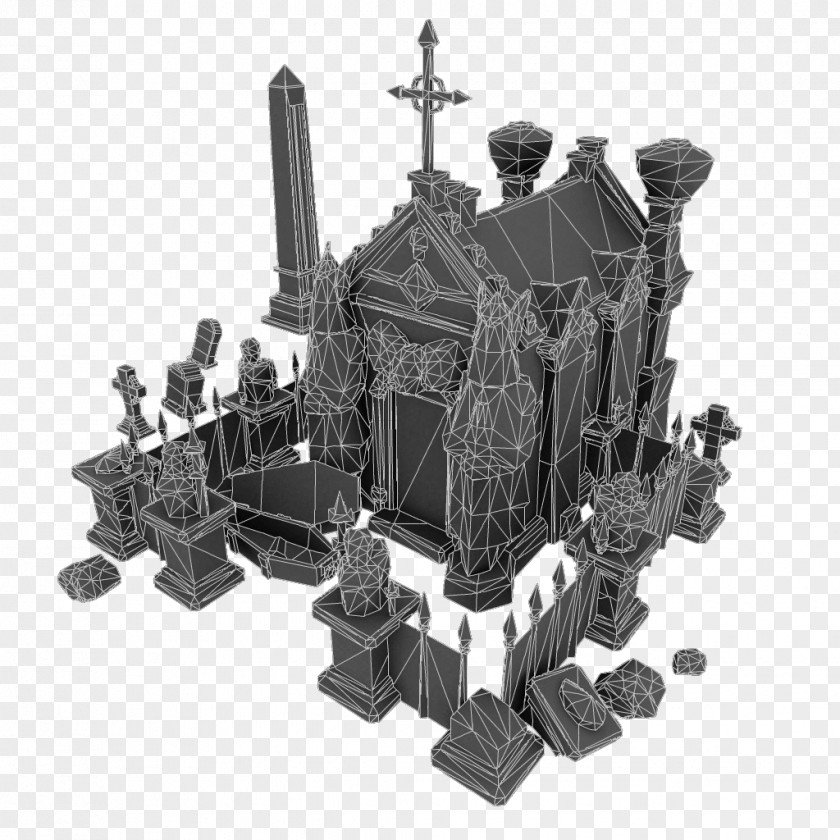 Cemetery Low Poly 3D Computer Graphics Modeling FBX PNG