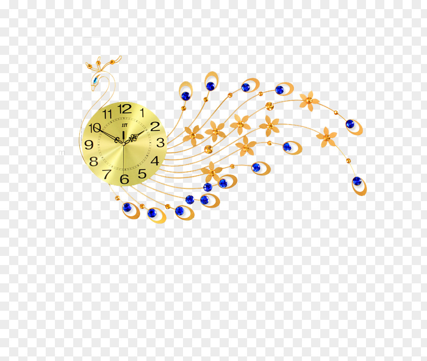 Golden Peacock Wall Clock Parede Peafowl PNG