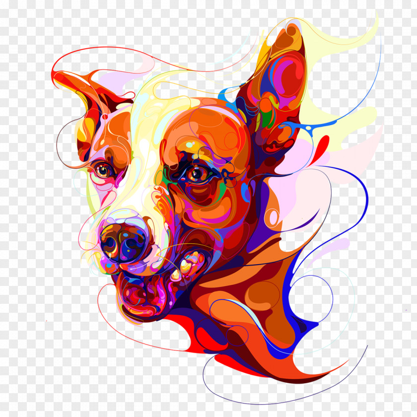 Dog Illustration Canvas Print Illustrator PNG