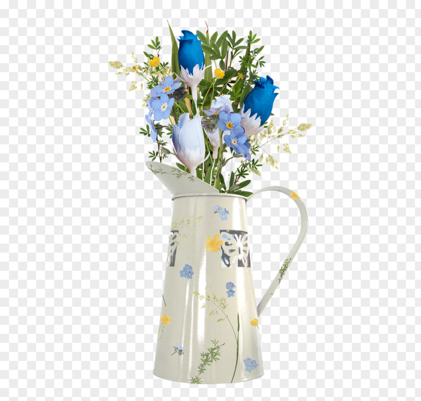 Hand Painted Kettle Flower Bouquet Tulip Rose PNG