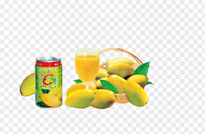 Mango Juice And A Basket Of Mangoes Fruit Vegetarian Cuisine PNG