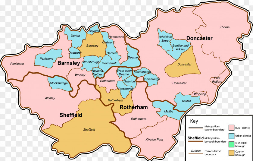 Map North Yorkshire Sheffield West Civil Parish Metropolitan County PNG