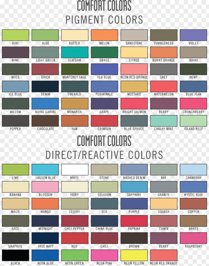 T-shirt Color Chart Sleeve PNG