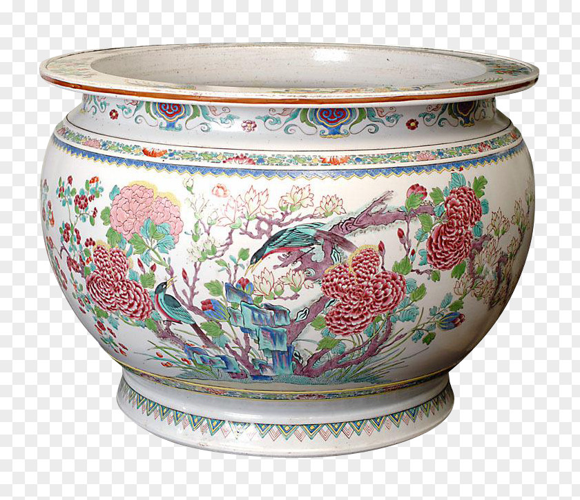 Vase Bowl Porcelain Pottery Famille Rose Chinese Ceramics PNG