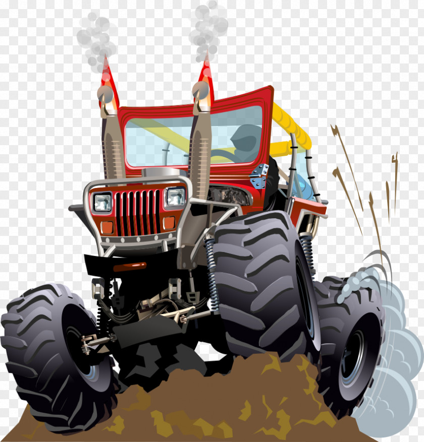 Vector Cartoon Tractor Clip Art PNG