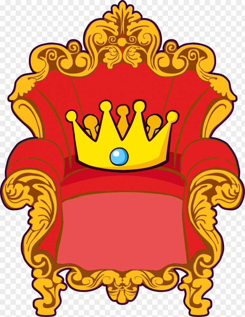 Cartoon Throne Golden Red Crown Visual Arts Clip Art PNG