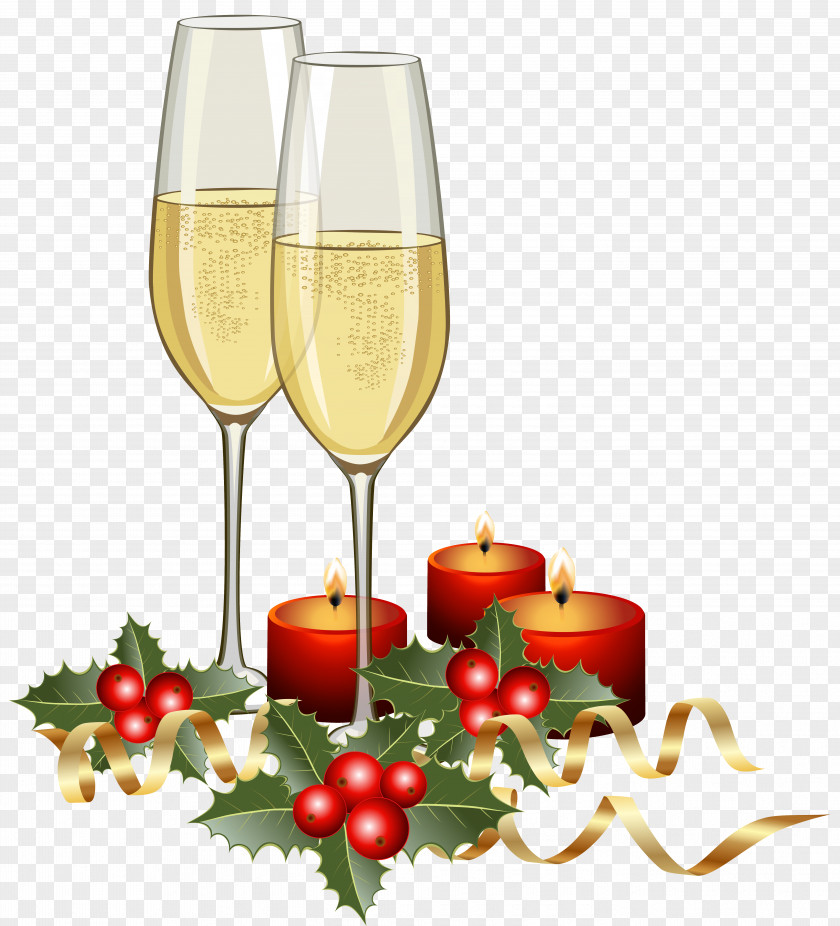 Christmas Champagne And Candles Clipart Image Clip Art PNG