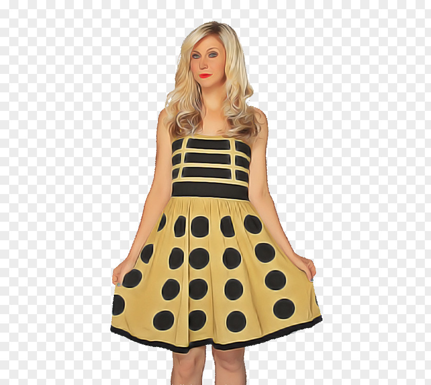 Cocktail Dress Aline Polka Dot PNG