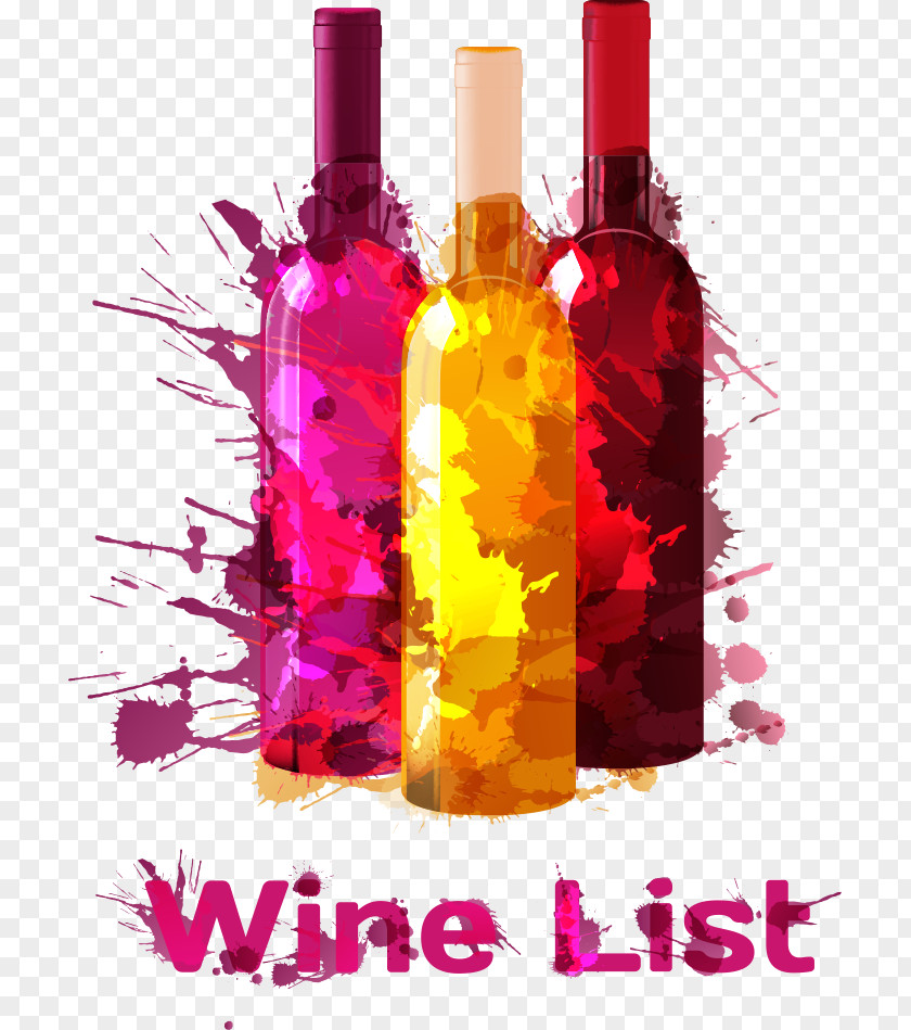 Vector Drawing Ink Bottle Red Wine White PNG